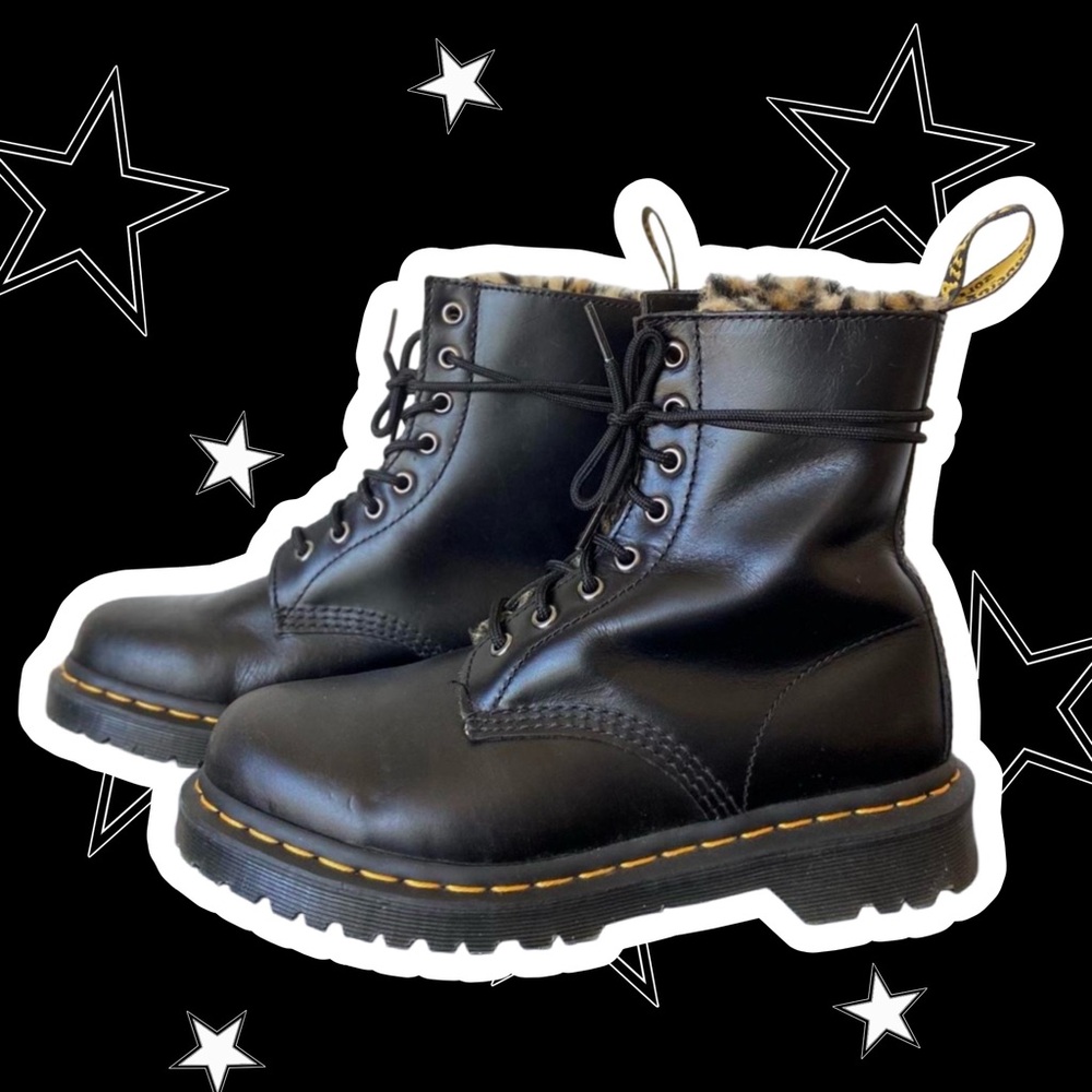 Dr. Martens 1460 Serena Leopard Faux Fur Boots
